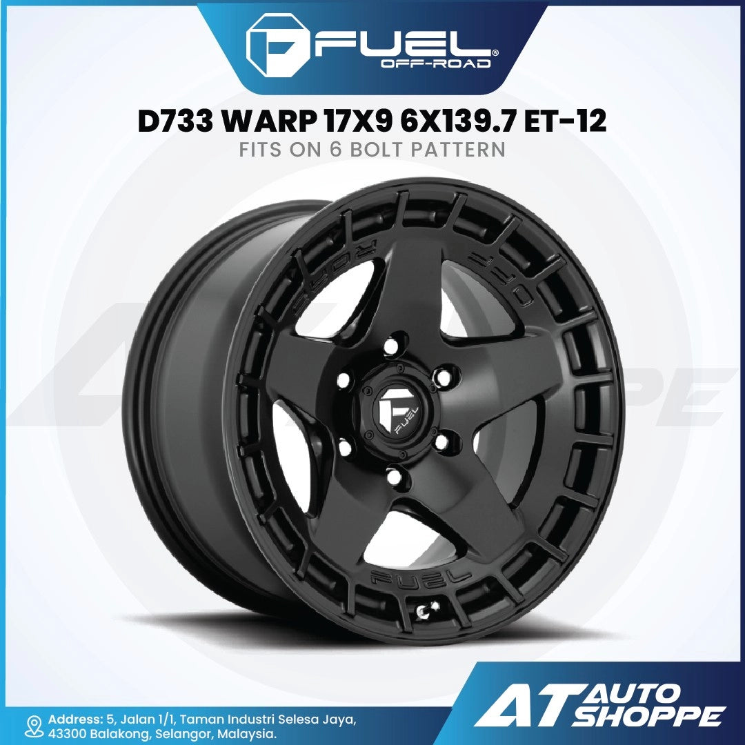 Black off-road wheel with 'Fuel Off-Road' branding on a white background