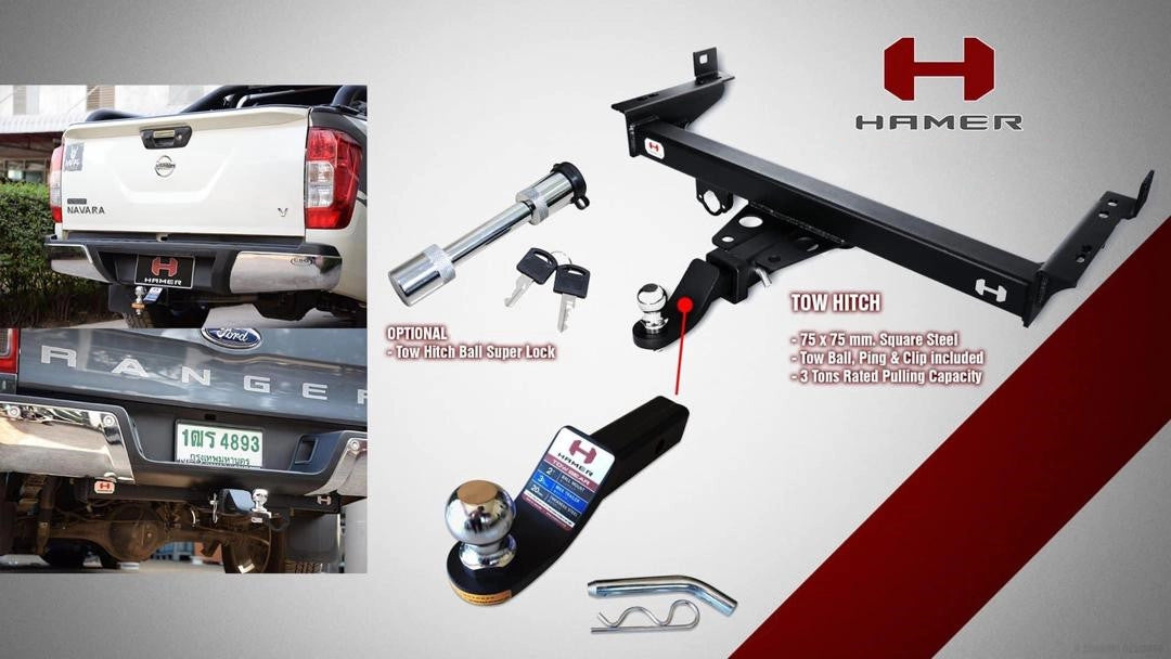 Hamer 4x4 Rear Towing Bar For Ford Ranger (2012-2021) T6 / T7 / T8 / XL / XLT / XLT + Wildtrak Raptor 2.0