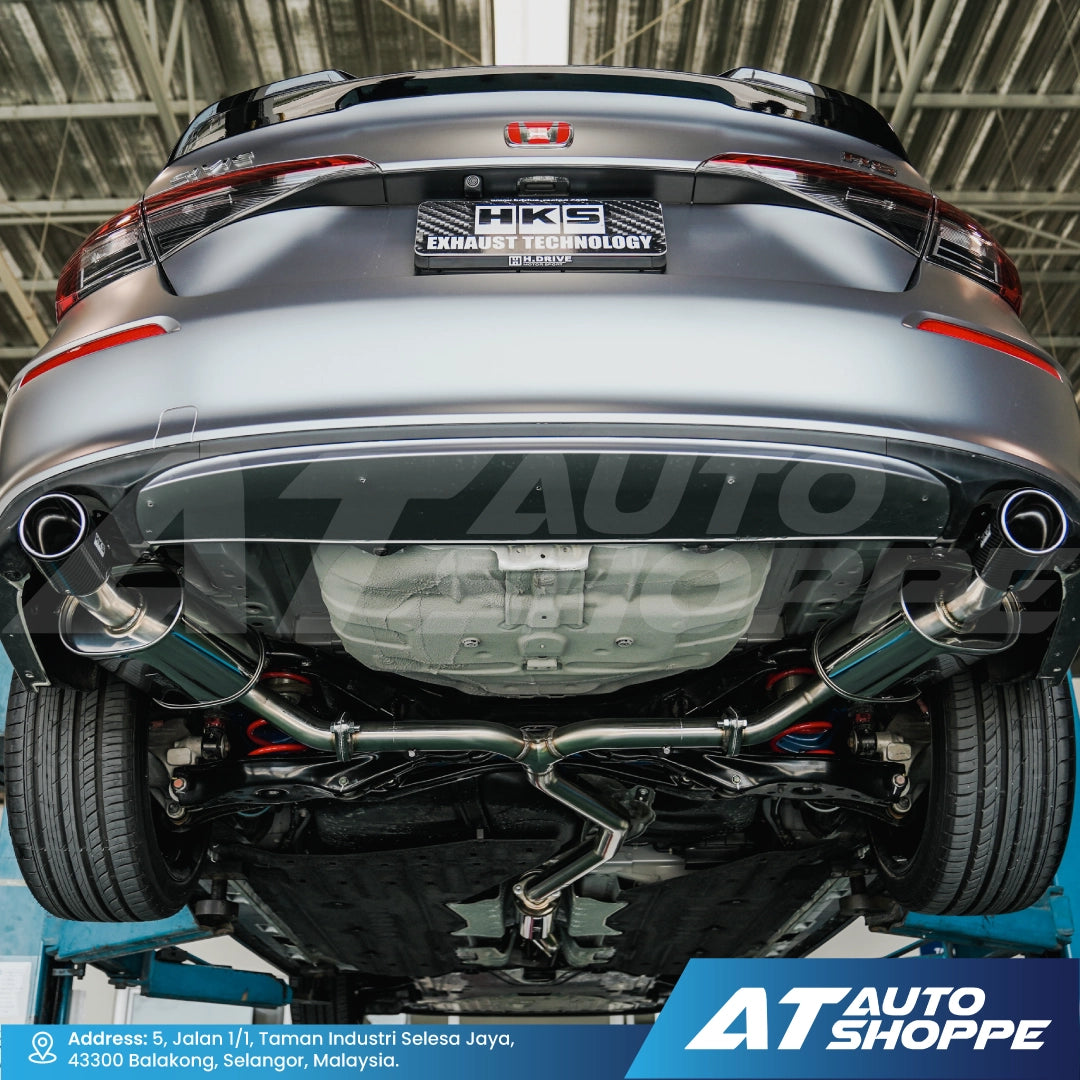 HKS Legal Dual Exit Carbon Fiber Muffler Exhaust for Honda Civic FE Sedan (2021-Current)