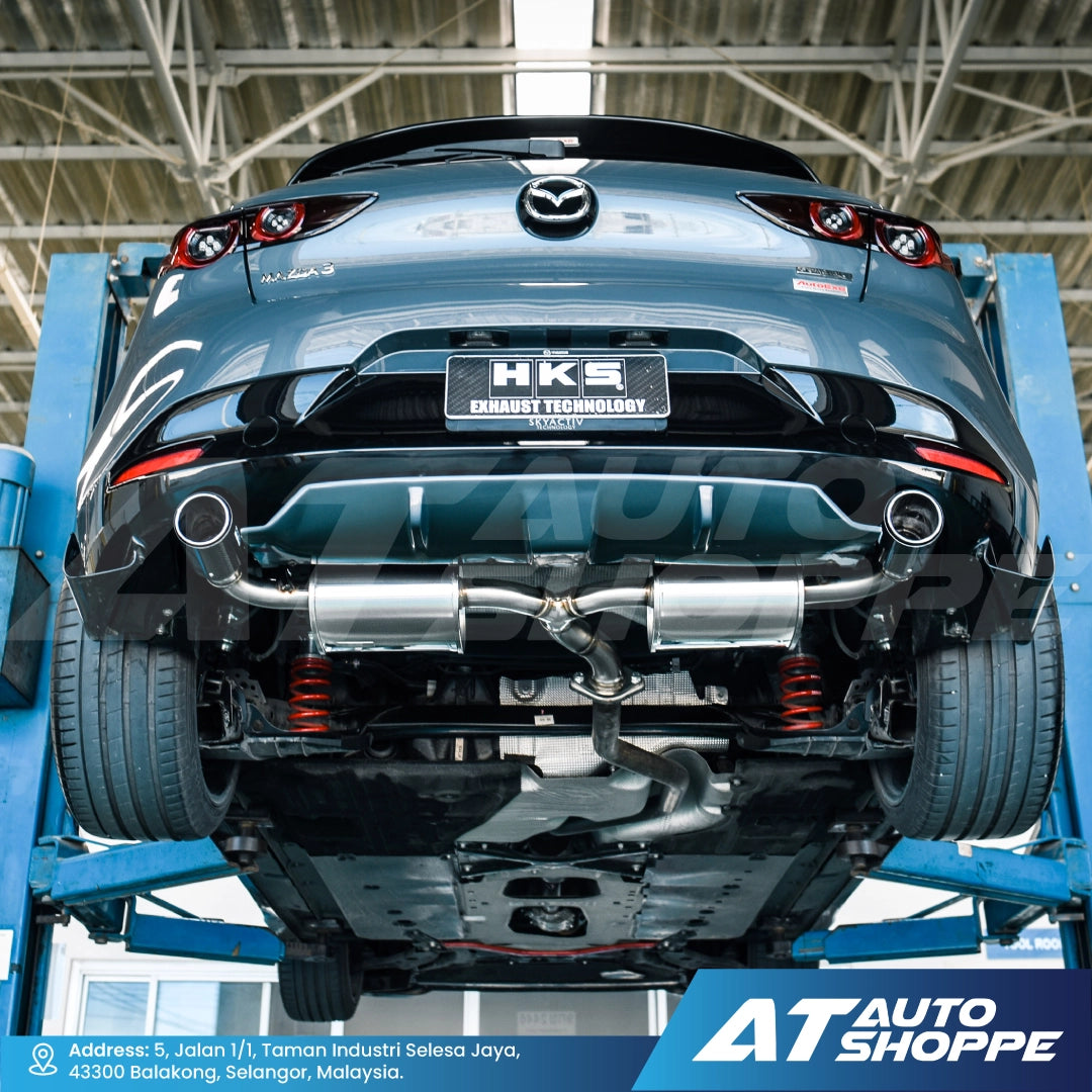 HKS Legal Dual Exit Carbon Fiber Muffler Exhaust for Mazda 3 (2019-Current)