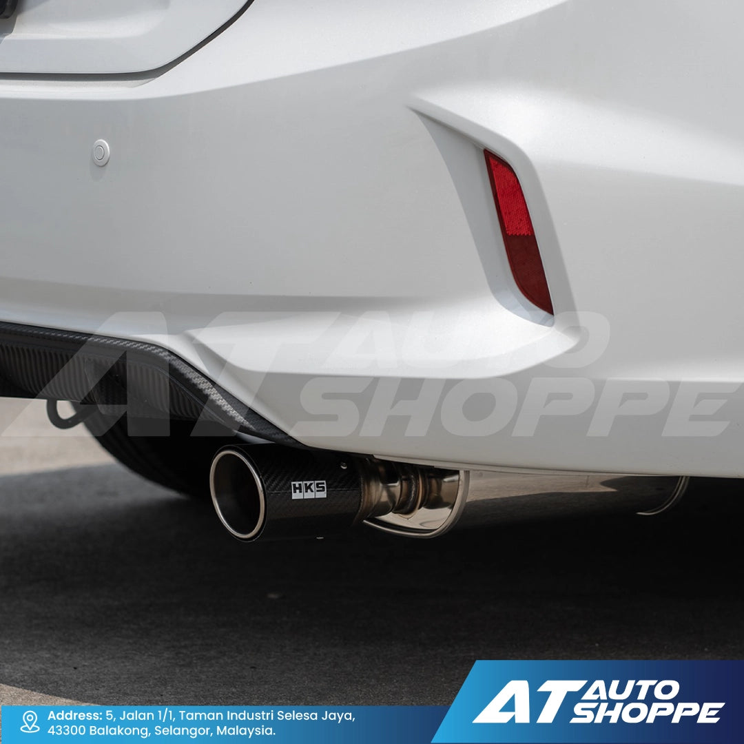 HKS Legal Single Exit Carbon Fiber Muffler Exhaust for Honda City RS GN1 Sedan (2019-Current)