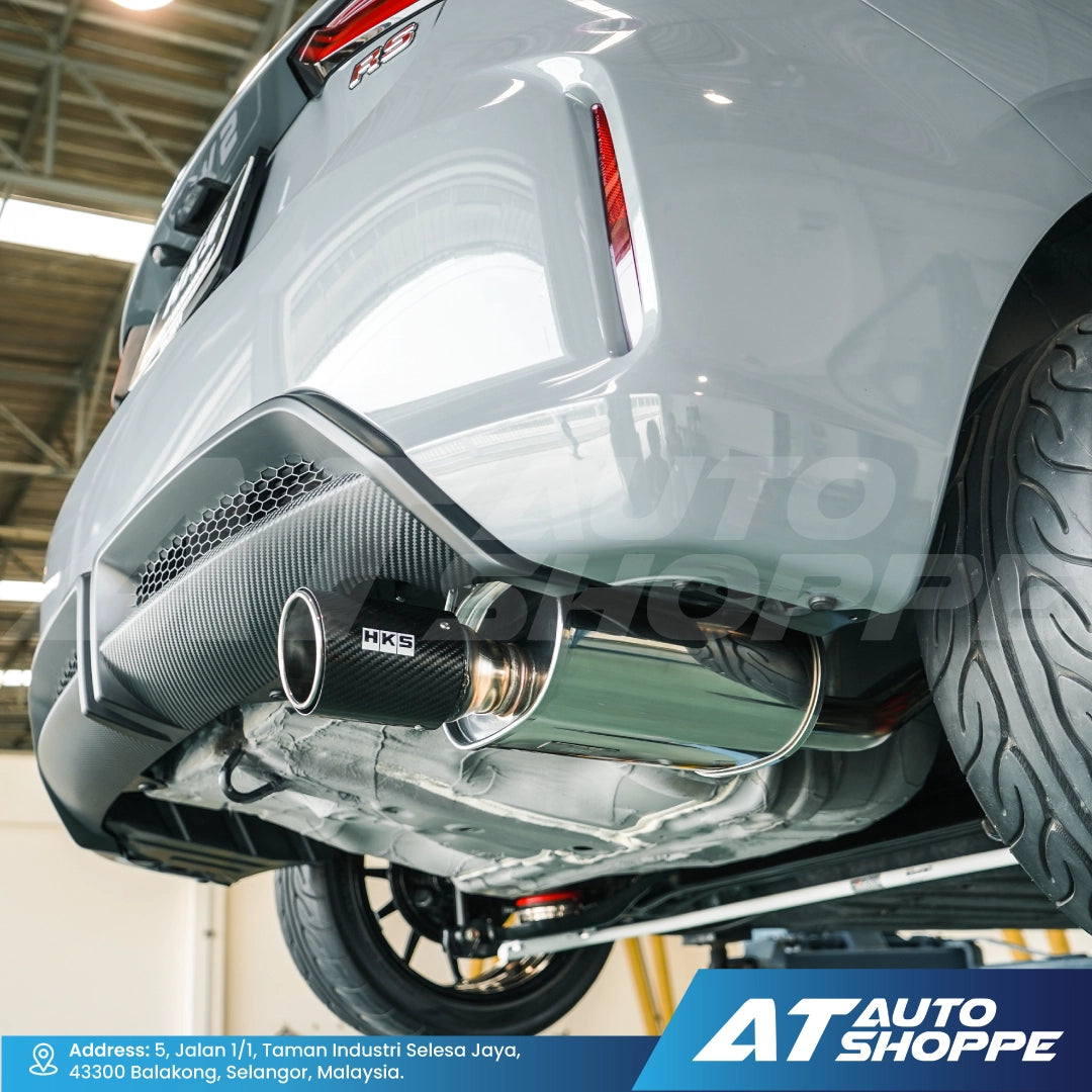 HKS Legal Single Exit Carbon Fiber Muffler Exhaust for Honda City RS GN7 Hatchback (2020-Current)