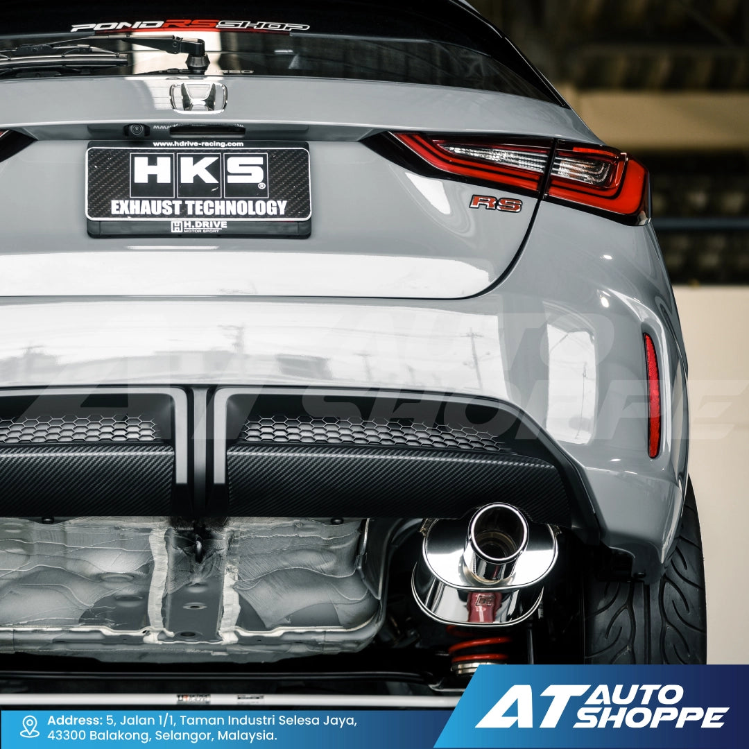 HKS Legal Single Exit Carbon Fiber Muffler Exhaust for Honda City RS GN7 Hatchback (2020-Current)