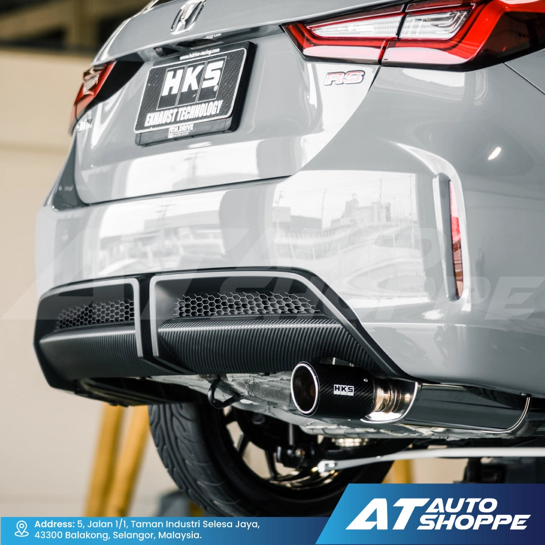 HKS Legal Single Exit Carbon Fiber Muffler Exhaust for Honda City RS GN7 Hatchback (2020-Current)