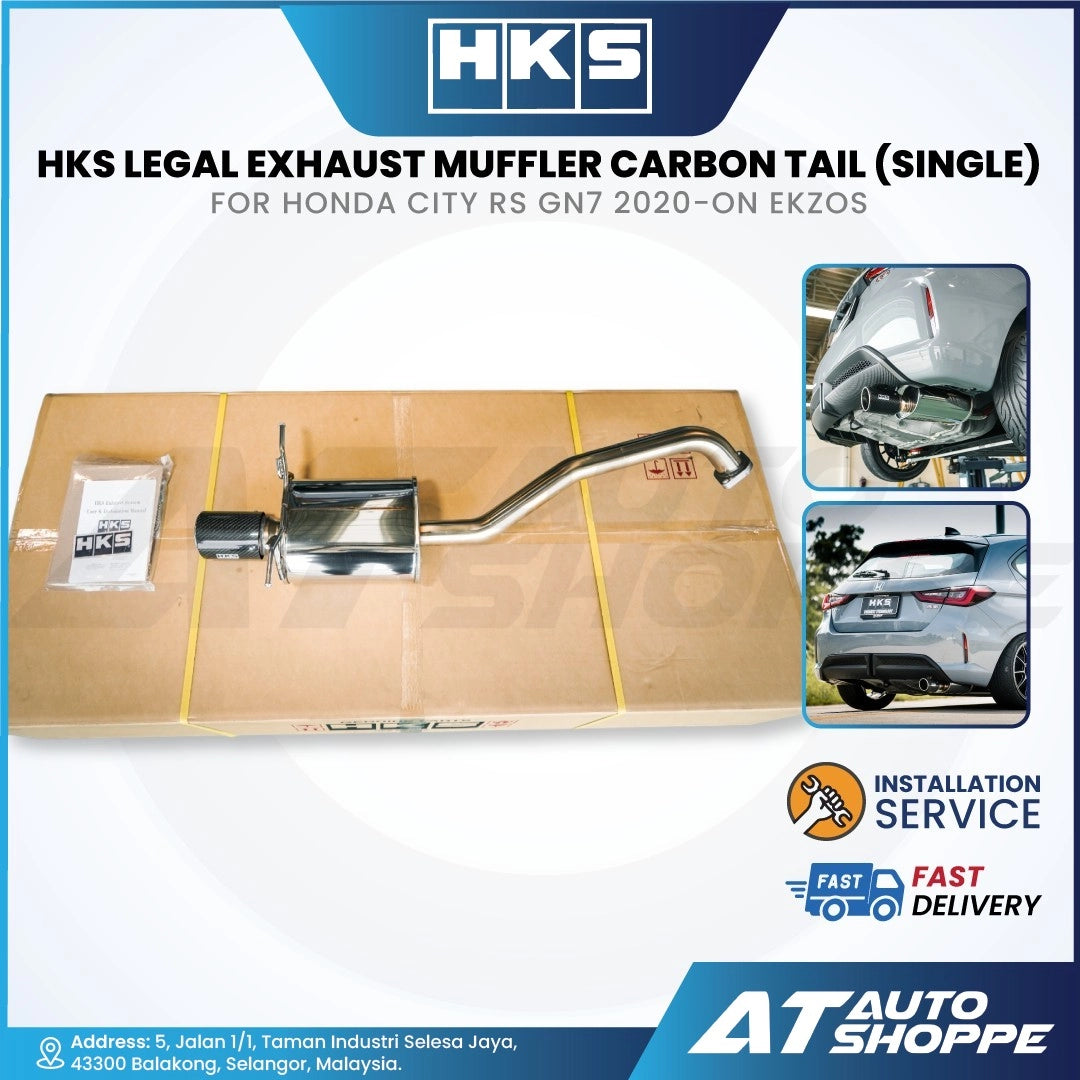 HKS Legal Single Exit Carbon Fiber Muffler Exhaust for Honda City RS GN7 Hatchback (2020-Current)
