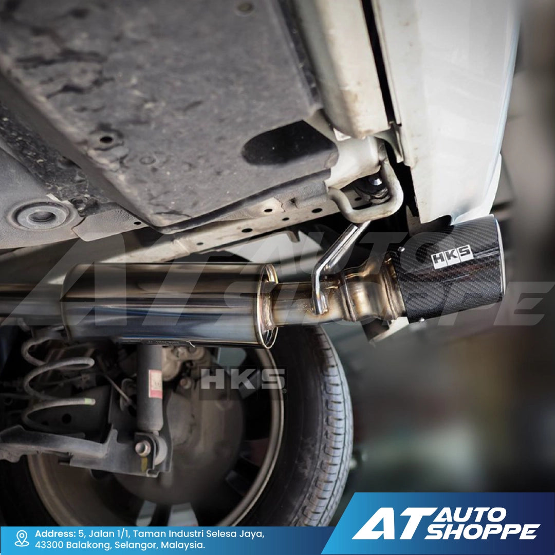 HKS Legal Single Exit Carbon Fiber Muffler Exhaust for Suzuki Swift (2018-Current)