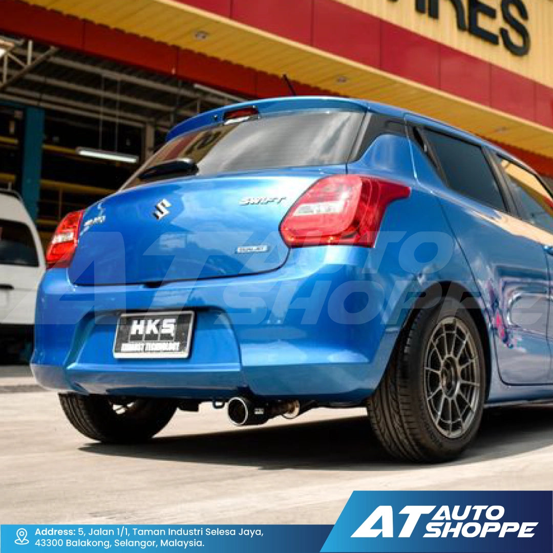 HKS Legal Single Exit Carbon Fiber Muffler Exhaust for Suzuki Swift (2018-Current)