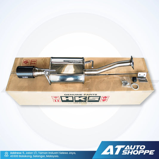 HKS Legal Single Exit Carbon Fiber Muffler Exhaust for Toyota Veloz / Perodua Alza (2022-Current)