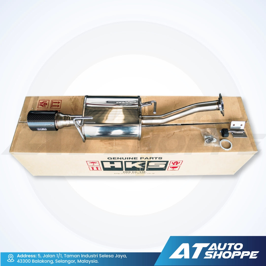 HKS Legal Single Exit Carbon Fiber Muffler Exhaust for Toyota Veloz / Perodua Alza (2022-Current)