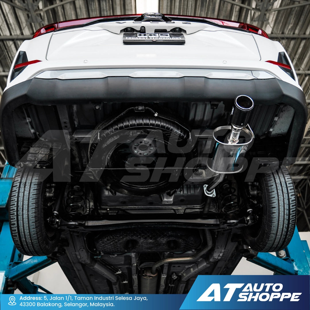 HKS Legal Single Exit Carbon Fiber Muffler Exhaust for Toyota Veloz / Perodua Alza (2022-Current)