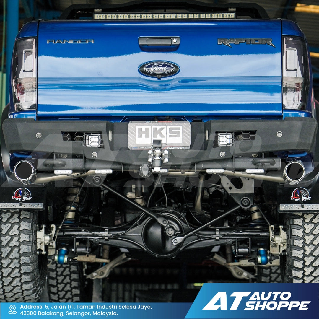 HKS Legamax Dual Exit Carbon Fiber Muffler Exhaust for Ford Raptor 2.0 Bi-Turbo (2018-2022)