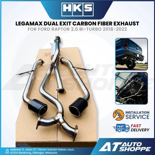 HKS Legamax Dual Exit Carbon Fiber Muffler Exhaust for Ford Raptor 2.0 Bi-Turbo (2018-2022)