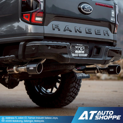 Ford Ranger truck with HKS exhaust on a blurred natural background