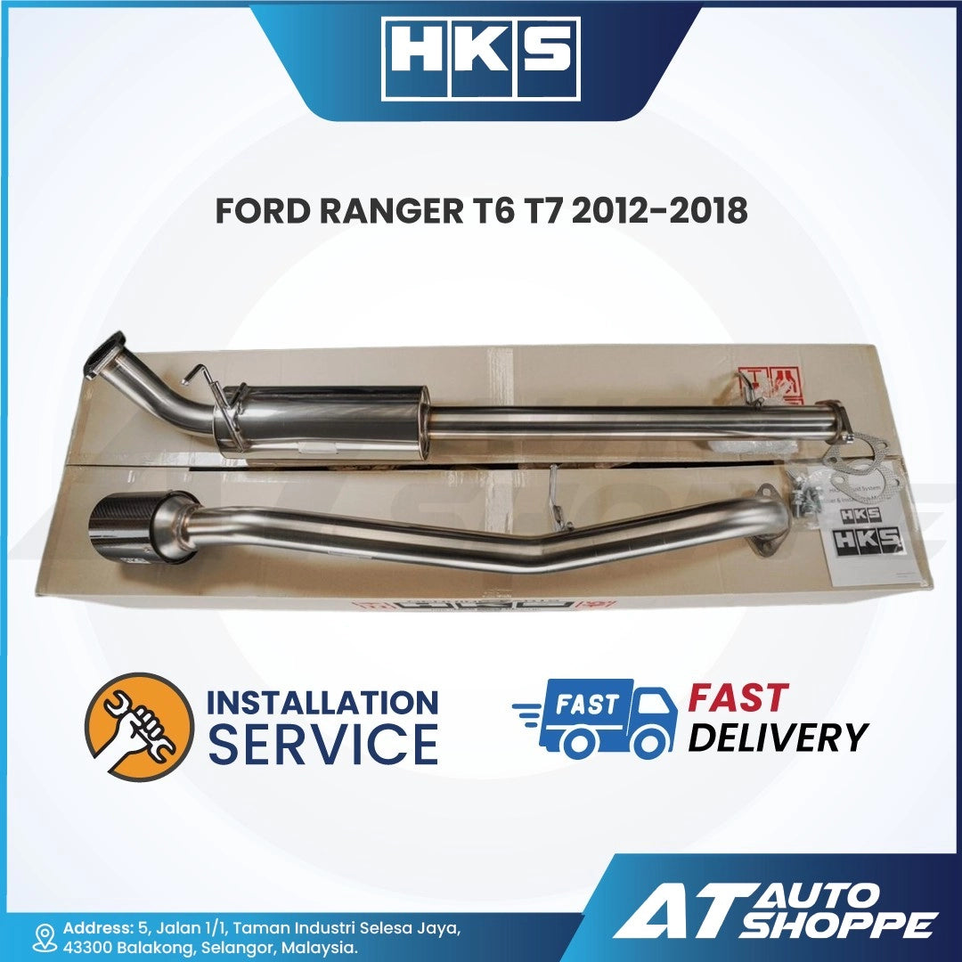 HKS Legamax Single Exit Carbon Fiber Muffler Exhaust for Ford Ranger T6 T7 (2012-2018) / Mazda BT-50 (2012-2020)