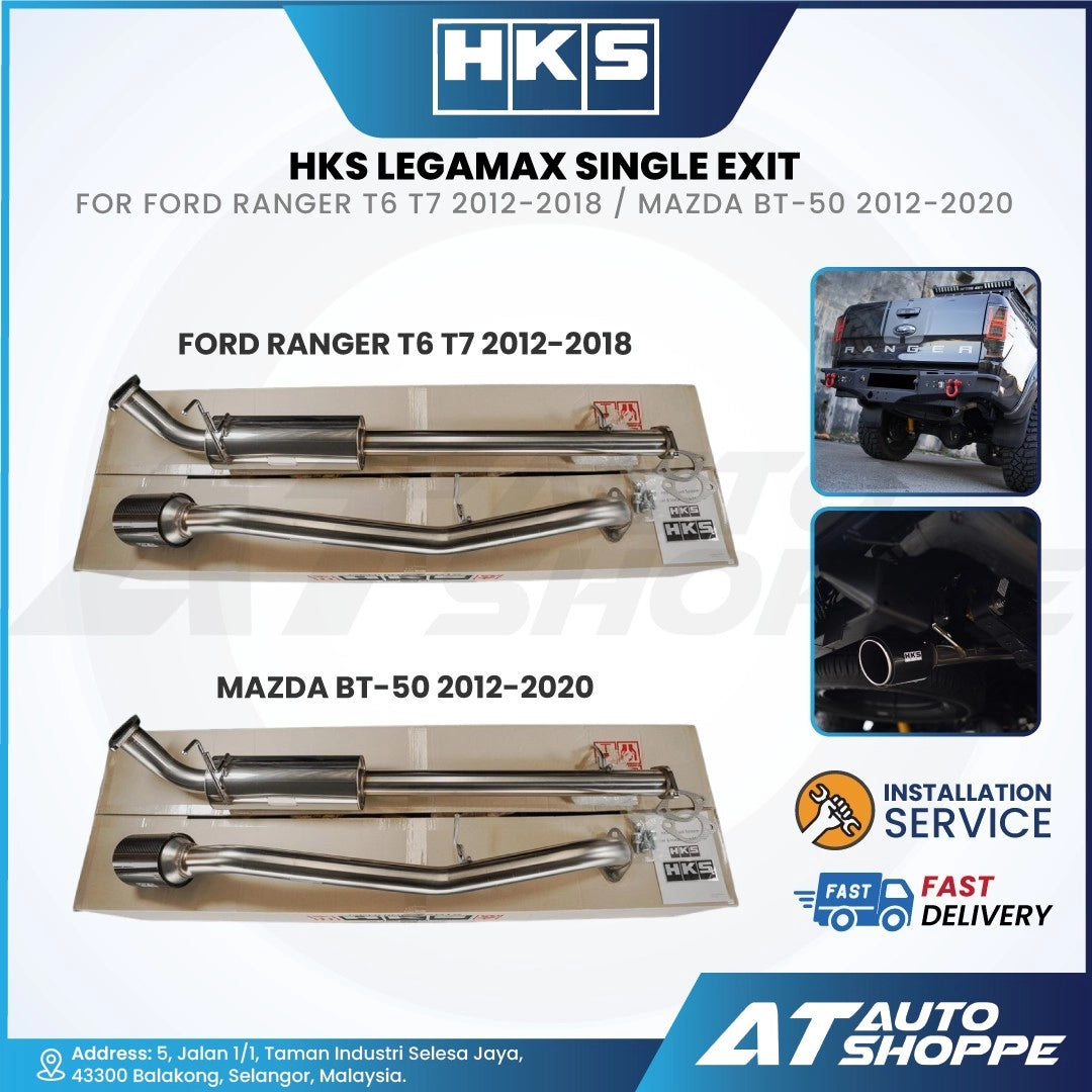HKS Legamax Single Exit Carbon Fiber Muffler Exhaust for Ford Ranger T6 T7 (2012-2018) / Mazda BT-50 (2012-2020)