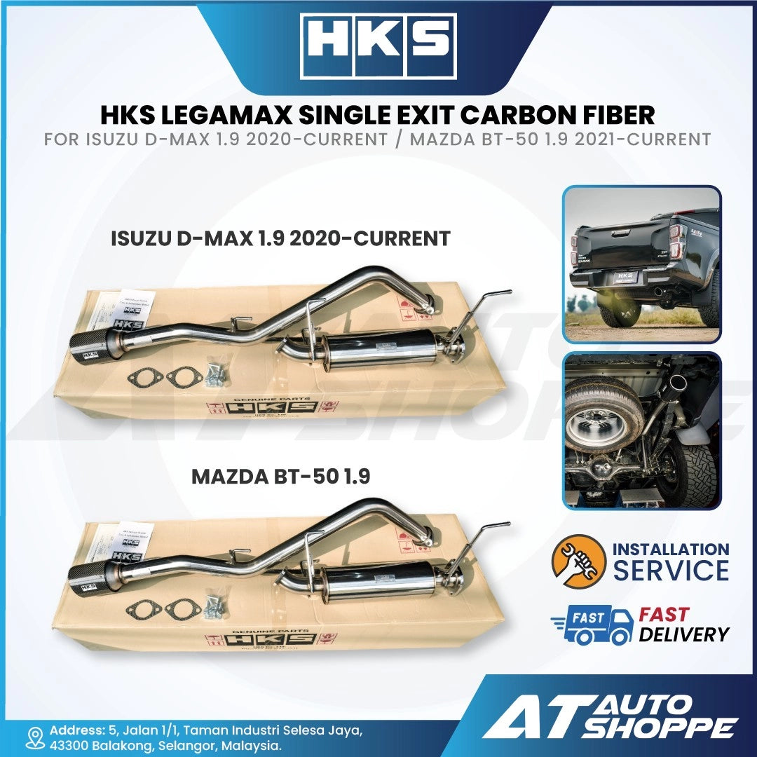 HKS Legamax Single Exit Carbon Fiber Muffler Exhaust for Isuzu D-Max 1.9 2020-Current / Mazda BT-50 1.9 2021-Current