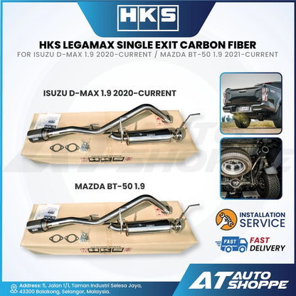 HKS Legamax Single Exit Carbon Fiber Muffler Exhaust for Isuzu D-Max 1.9 2020-Current / Mazda BT-50 1.9 2021-Current