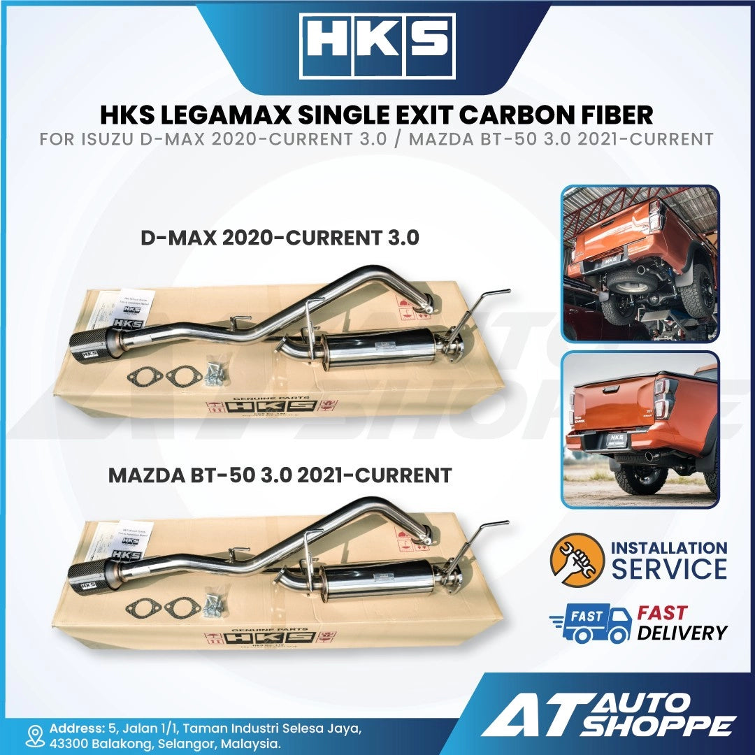 HKS Legamax Single Exit Carbon Fiber Muffler Exhaust for Isuzu D-Max 2020-Current 3.0 / Mazda BT-50 3.0 2021-Current