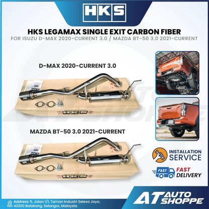 HKS Legamax Single Exit Carbon Fiber Muffler Exhaust for Isuzu D-Max 2020-Current 3.0 / Mazda BT-50 3.0 2021-Current