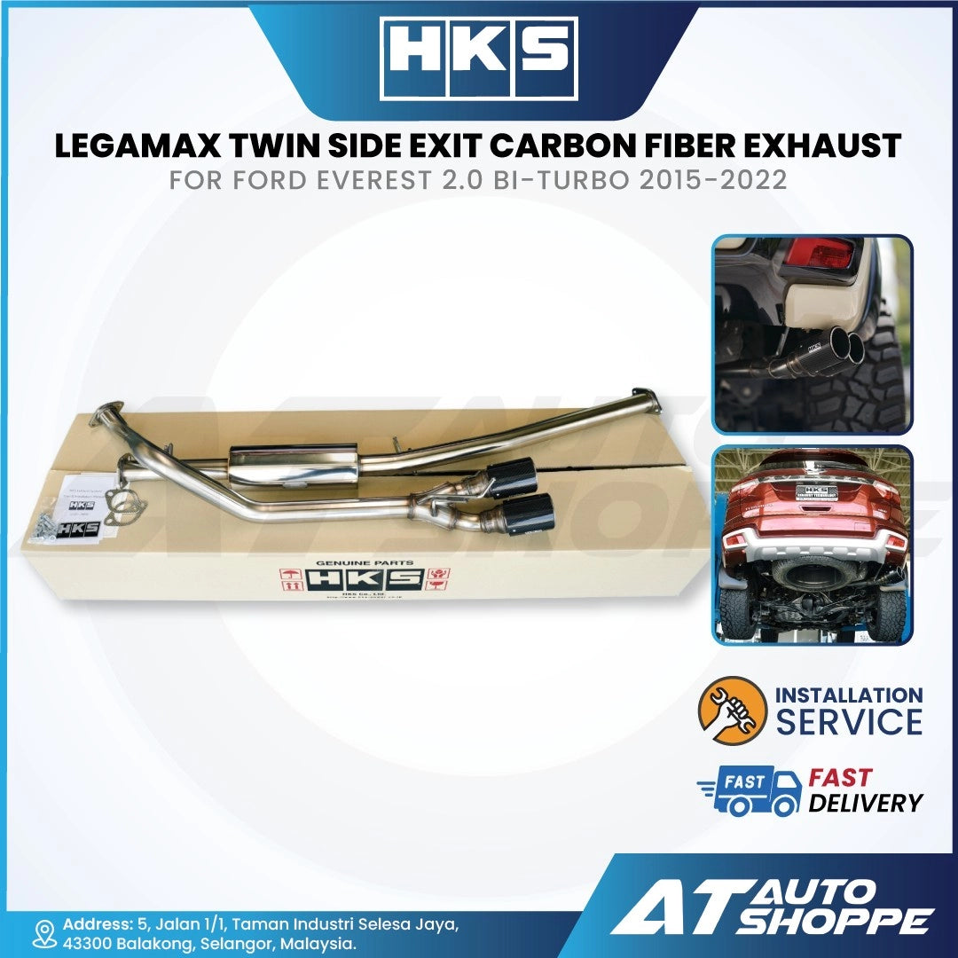 HKS Legamax Twin Side Exit Carbon Fiber Muffler Exhaust for Ford Everest 2.0 Bi-Turbo (2015-2022)