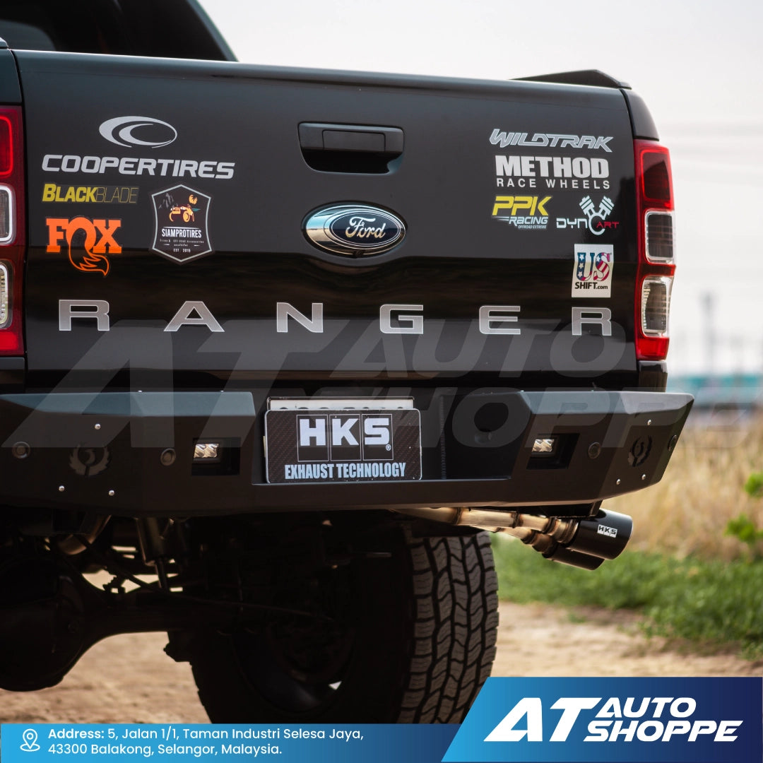 HKS Legamax Twin Side Exit Carbon Fiber Muffler Exhaust for Ford Ranger T8 Bi-Turbo (2019-2022)
