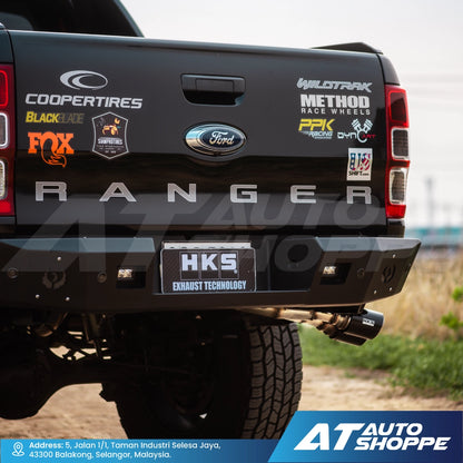 HKS Legamax Twin Side Exit Carbon Fiber Muffler Exhaust for Ford Ranger T8 Bi-Turbo (2019-2022)