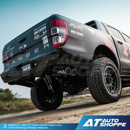 HKS Legamax Twin Side Exit Carbon Fiber Muffler Exhaust for Ford Ranger T8 Bi-Turbo (2019-2022)