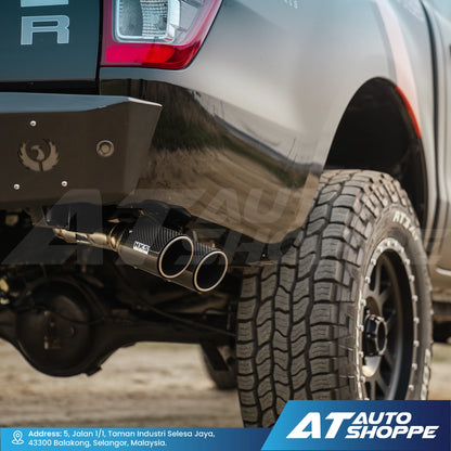 HKS Legamax Twin Side Exit Carbon Fiber Muffler Exhaust for Ford Ranger T8 Bi-Turbo (2019-2022)
