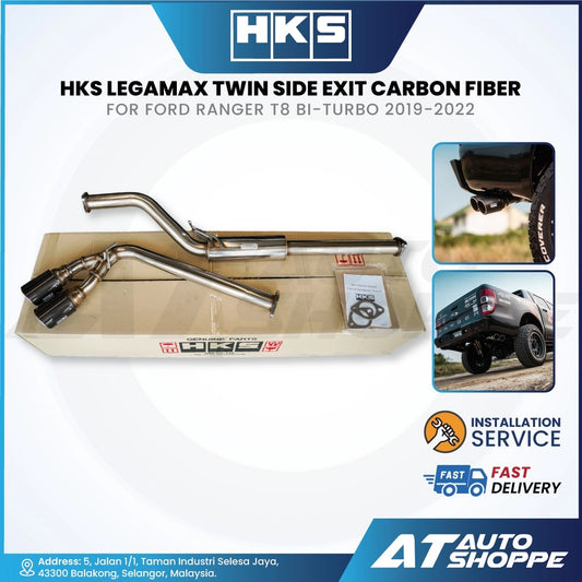 HKS Legamax Twin Side Exit Carbon Fiber Muffler Exhaust for Ford Ranger T8 Bi-Turbo (2019-2022)