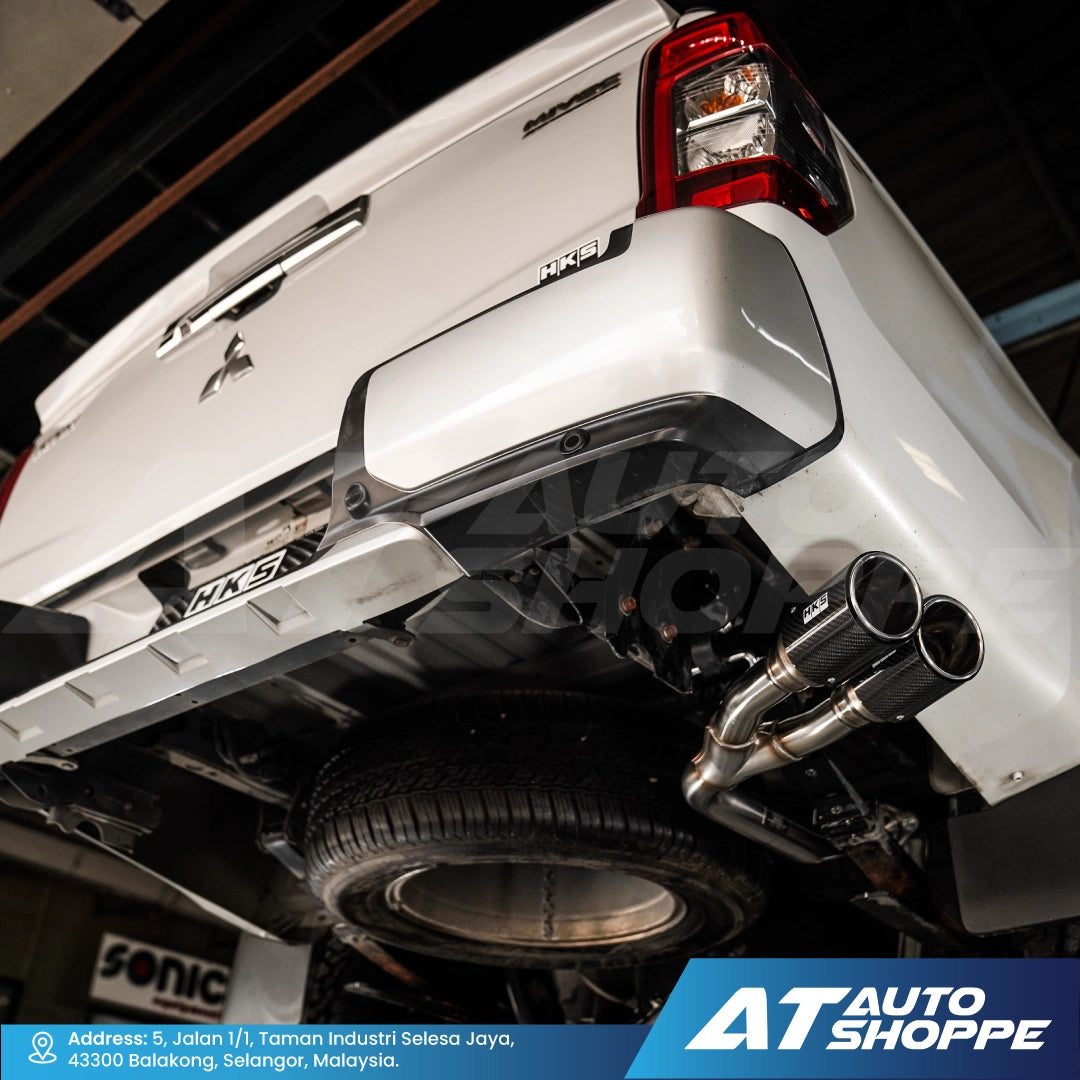 HKS Legamax Twin Side Exit Carbon Fiber Muffler Exhaust for Mitsubishi Triton MQ MR (2015-Current)
