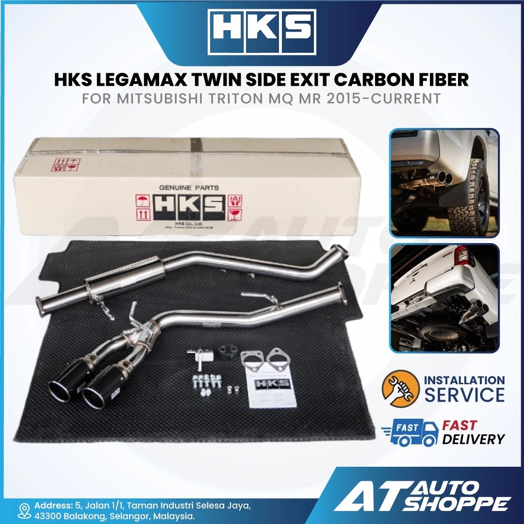 HKS Legamax Twin Side Exit Carbon Fiber Muffler Exhaust for Mitsubishi Triton MQ MR (2015-Current)