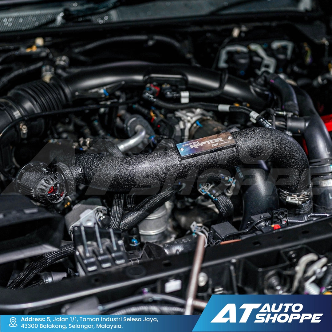 Car engine with a brand logo in the corner