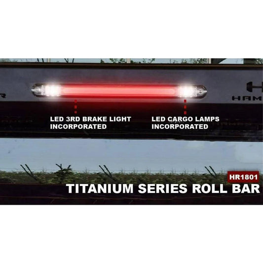 Hamer 4x4 HR1801 Titanium Series Sport Roll Bar with Lunar Series 1.5m Roof Rack