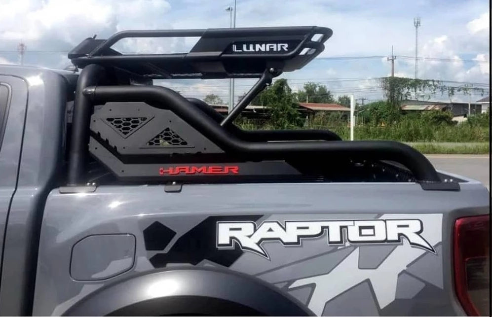 Hamer 4x4 HR1801 Titanium Series Sport Roll Bar with Lunar Series 1.5m Roof Rack