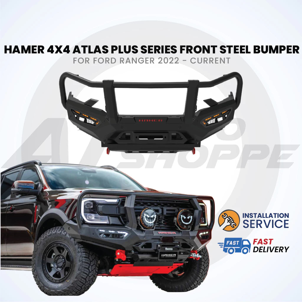 Hamer 4X4 Atlas Plus Series Front Steel Bumper For Ford Ranger Next Gen (2022-Current)