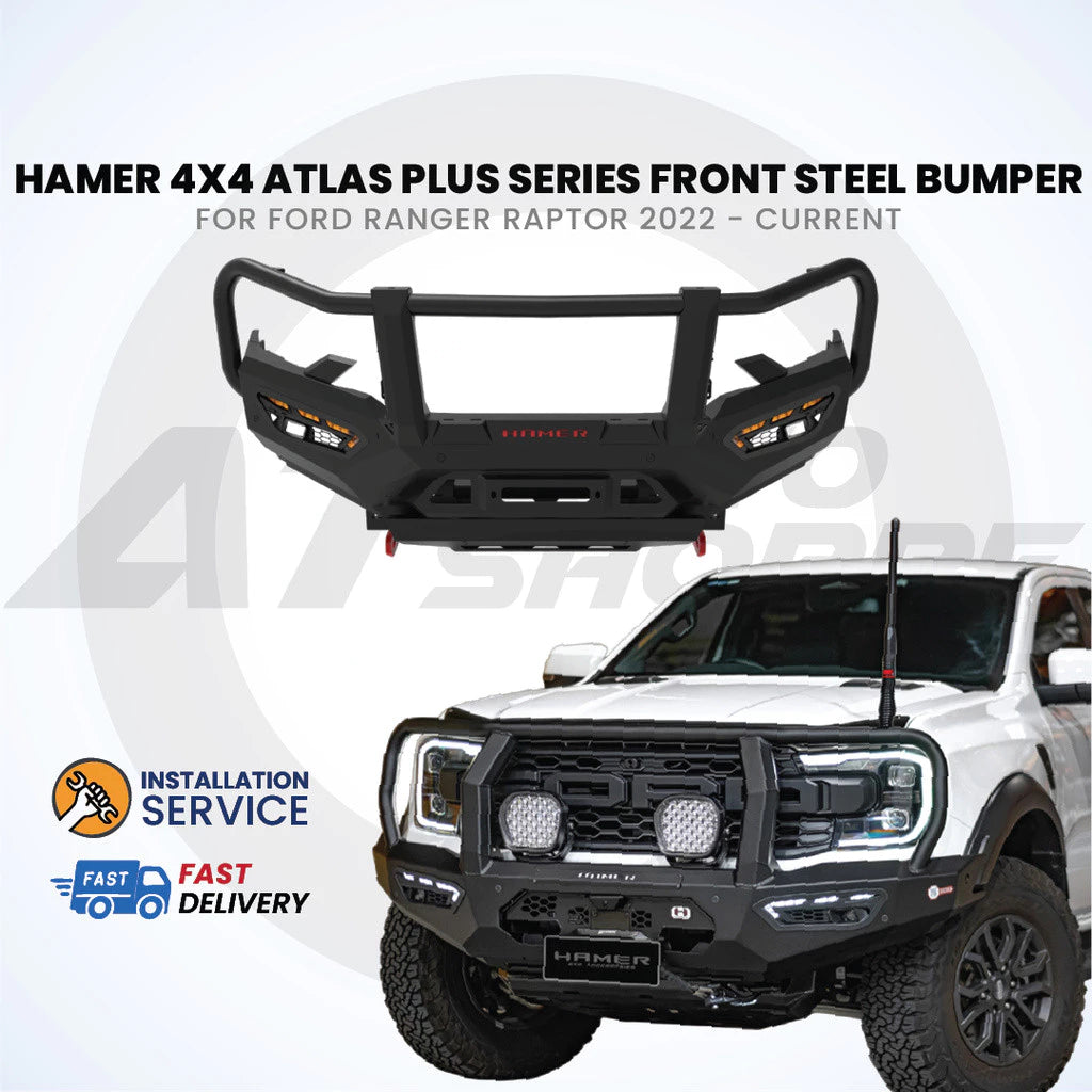 Hamer 4X4 Atlas Plus Series Front Steel Bumper For Ford Ranger Next Gen (2022-Current)