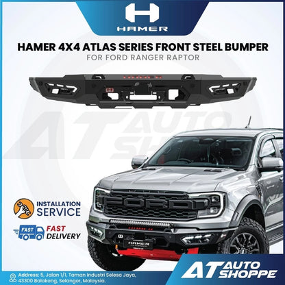 Hamer 4X4 Atlas Series Front Steel Bumper With LED DRL For Ford Raptor (2018-Current)