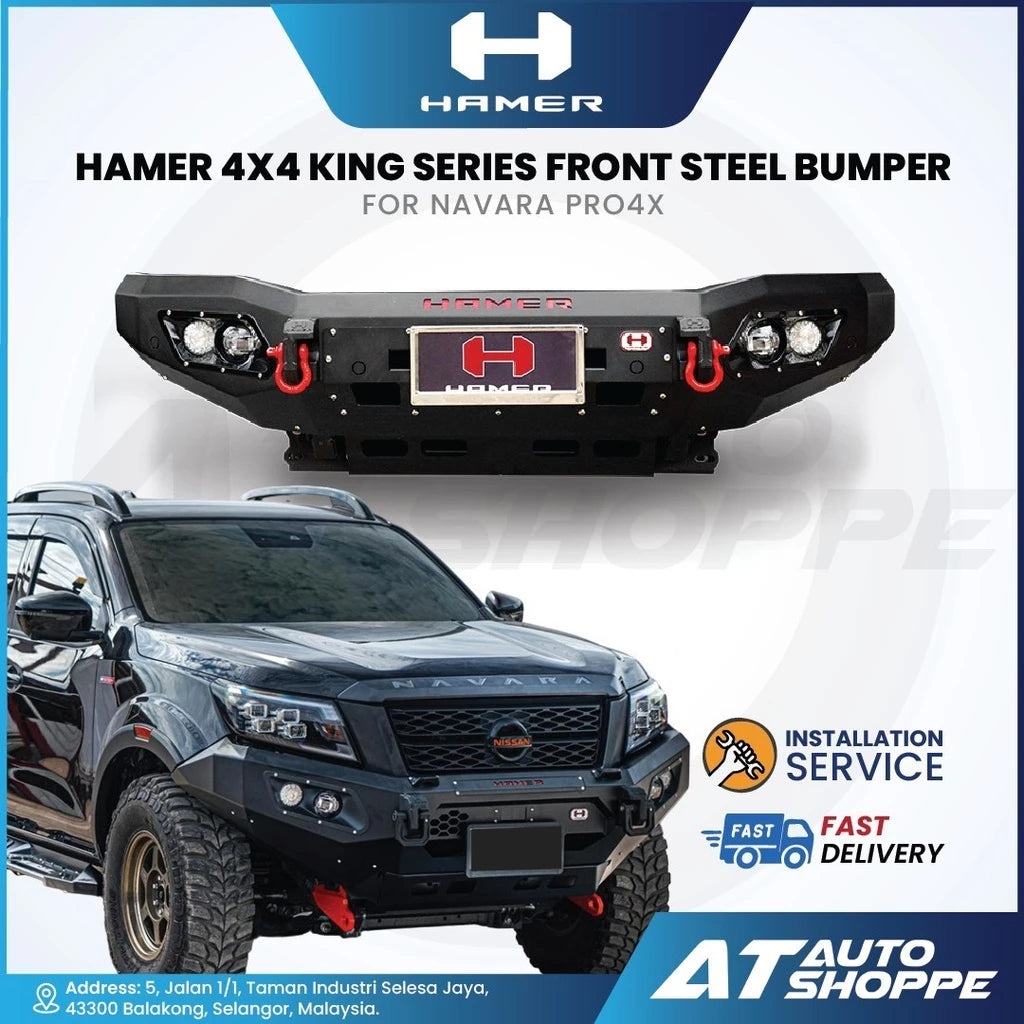 Hamer 4X4 King Series Front Steel Bumper With 4 LED DRL (New Gen)