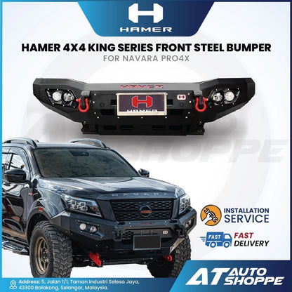 Hamer 4X4 King Series Front Steel Bumper With 4 LED DRL (New Gen)