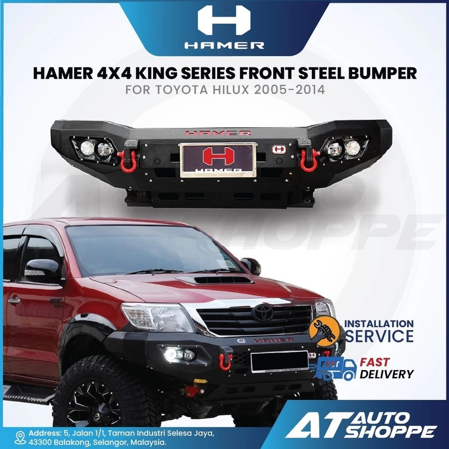 Hamer 4X4 King Series Front Steel Bumper With 4 LED DRL (Old Gen)