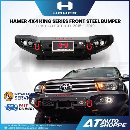 Hamer 4X4 King Series Front Steel Bumper With 4 LED DRL (Old Gen)