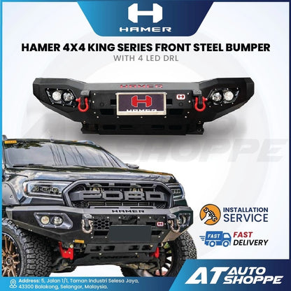 Hamer 4X4 King Series Front Steel Bumper With 4 LED DRL (Old Gen)