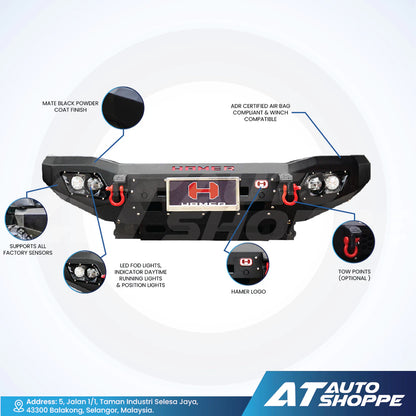 Hamer 4X4 King Series Front Steel Bumper With 4 LED DRL (Old Gen)