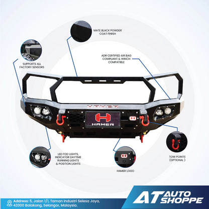 Hamer 4X4 King Series Plus Front Steel Bumper With 4 LED DRL