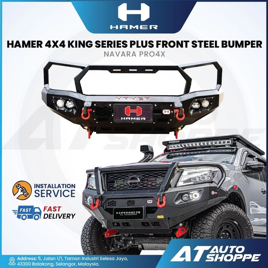 Hamer 4X4 King Series Plus Front Steel Bumper With 4 LED DRL