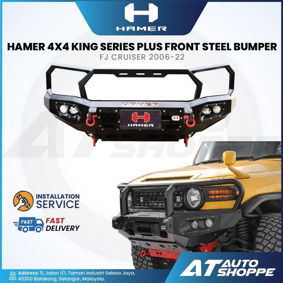 Hamer 4X4 King Series Plus Front Steel Bumper With 4 LED DRL