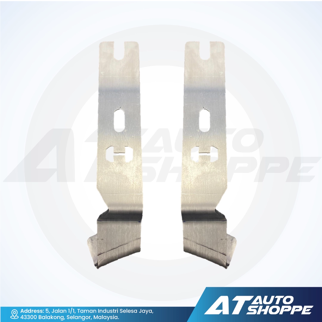 Two metal brackets on a white background with 'AT Auto Shoppe' branding.
