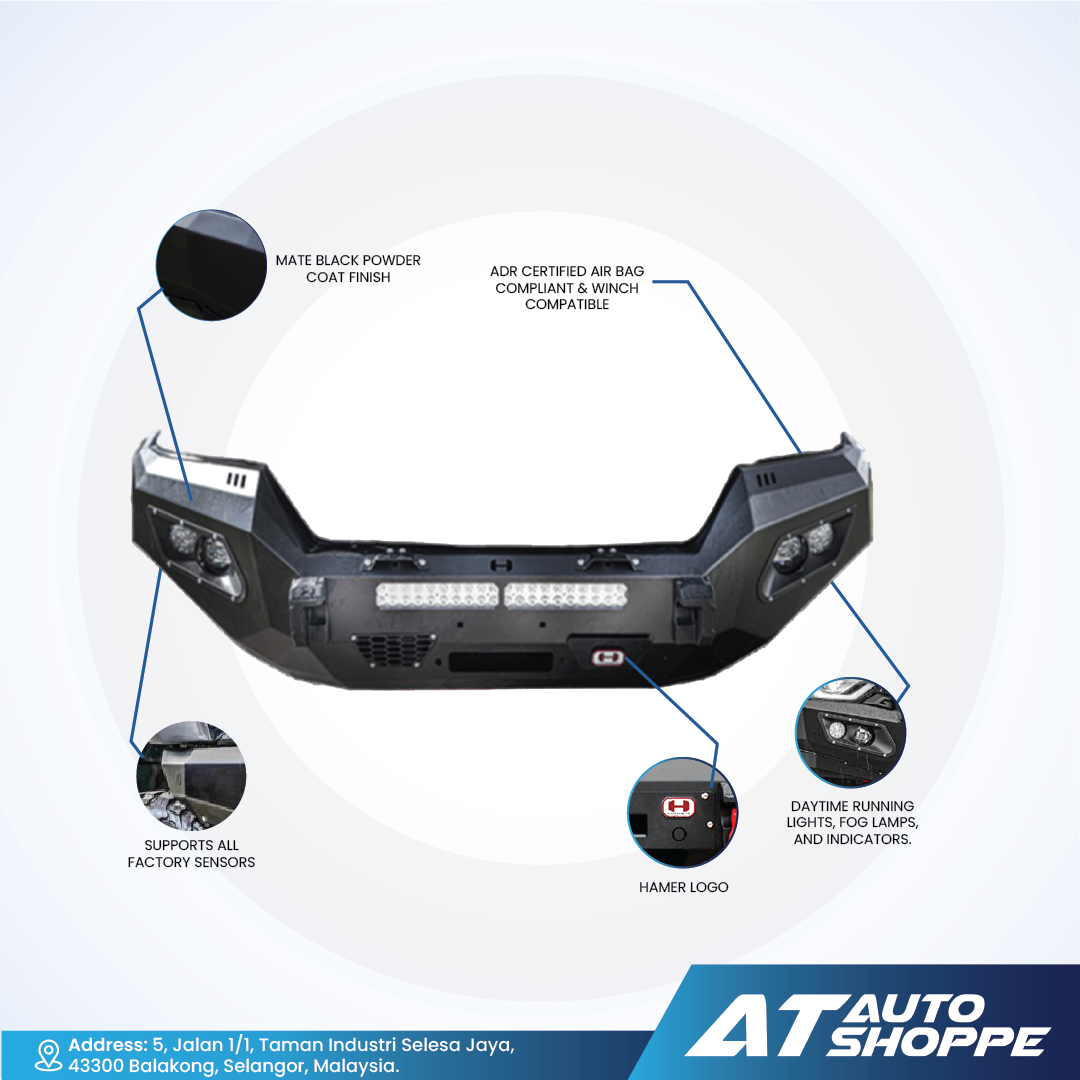 Hamer 4X4 Prime Series Front Steel Bumper with LED DRL