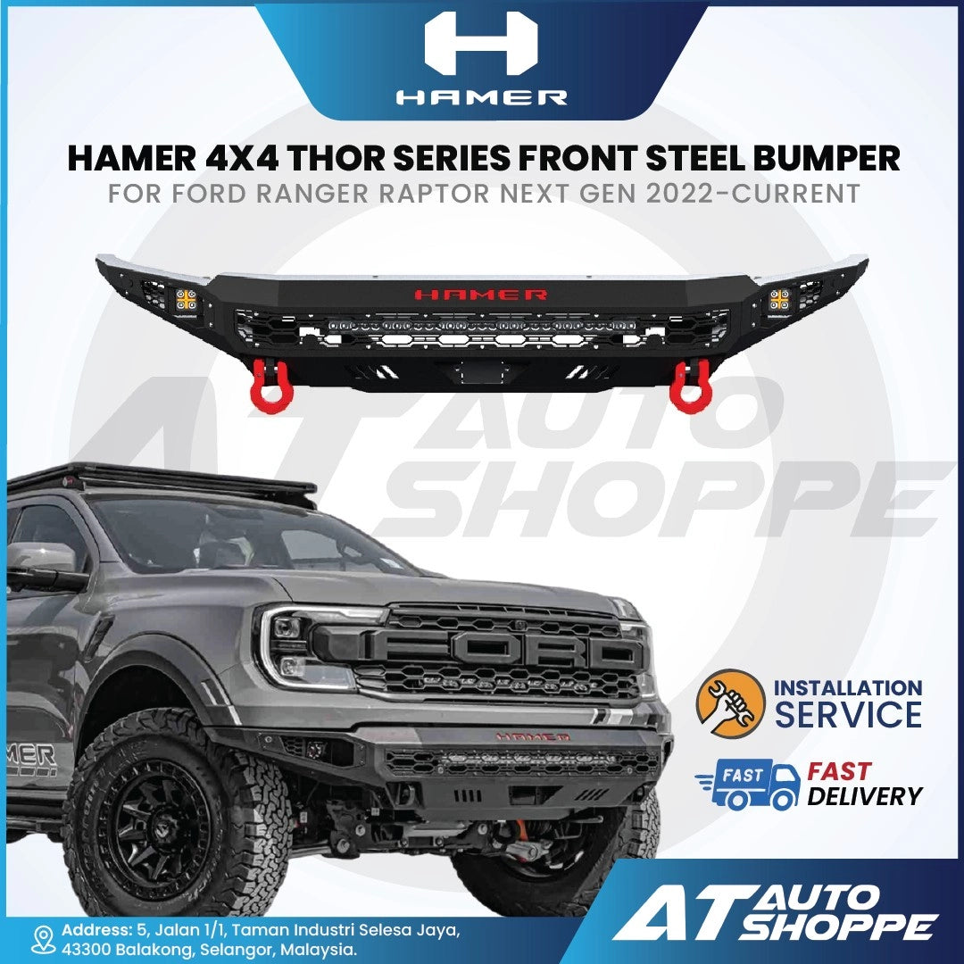 Hamer 4X4 THOR Series Front Steel Bumper With LED DRL For Raptor Next Gen (2022-Current)