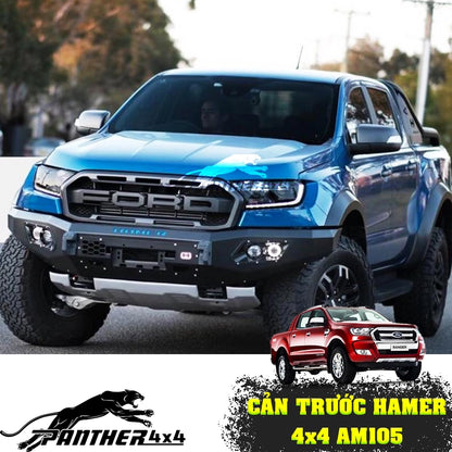 Hamer 4x4 AM105 Sports Series Front Steel Bumper With 4 x LED Daytime lights For Hilux Revo, Fortuner,  T6FL, NP300
